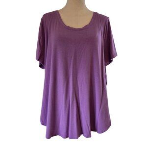 Ava & Viv Purple Short-Sleeve Scoop Neck Relaxed Fit T-Shirt Womens Plus Size 1X